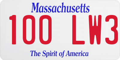 MA license plate 100LW3