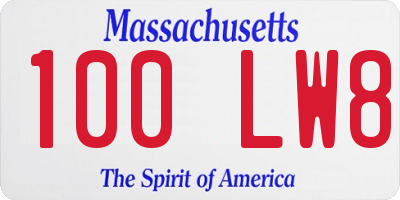 MA license plate 100LW8