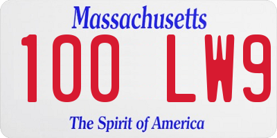 MA license plate 100LW9