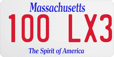 MA license plate 100LX3