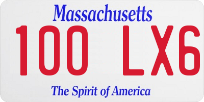 MA license plate 100LX6