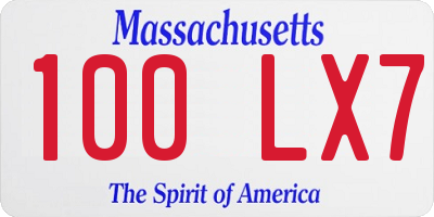 MA license plate 100LX7