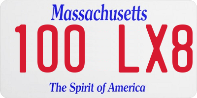 MA license plate 100LX8