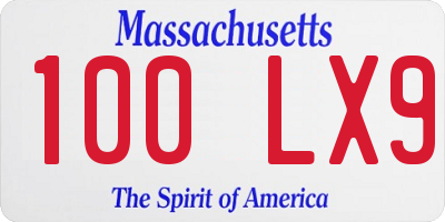 MA license plate 100LX9