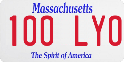 MA license plate 100LY0