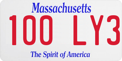 MA license plate 100LY3