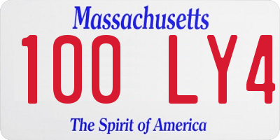 MA license plate 100LY4