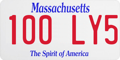 MA license plate 100LY5