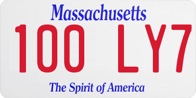 MA license plate 100LY7