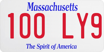 MA license plate 100LY9