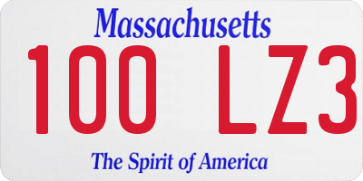 MA license plate 100LZ3