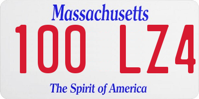 MA license plate 100LZ4