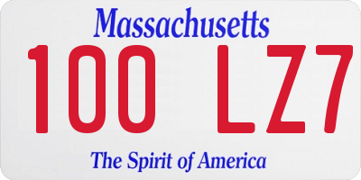 MA license plate 100LZ7