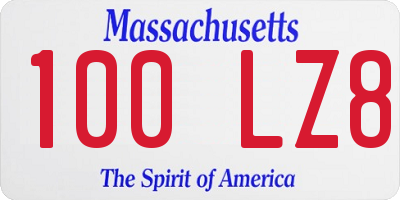 MA license plate 100LZ8