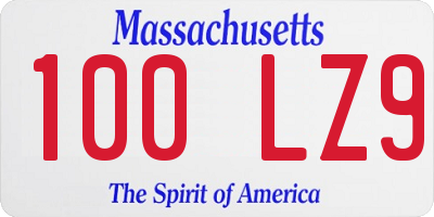 MA license plate 100LZ9