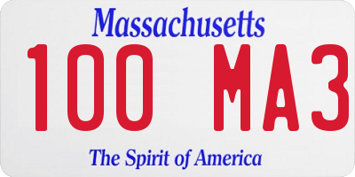 MA license plate 100MA3