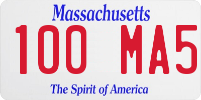 MA license plate 100MA5
