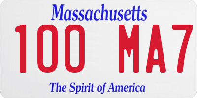 MA license plate 100MA7