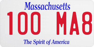 MA license plate 100MA8