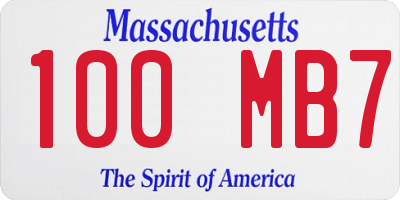 MA license plate 100MB7