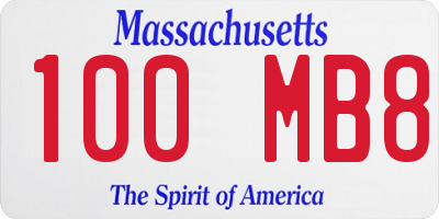 MA license plate 100MB8