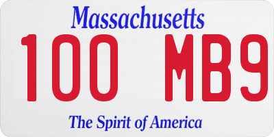 MA license plate 100MB9