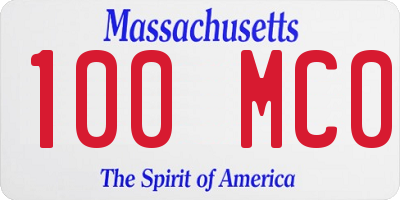 MA license plate 100MC0