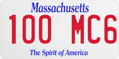 MA license plate 100MC6