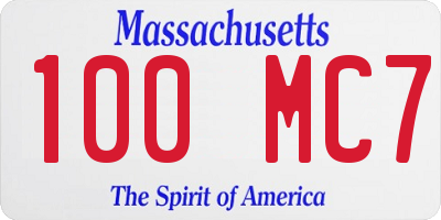 MA license plate 100MC7