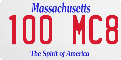 MA license plate 100MC8