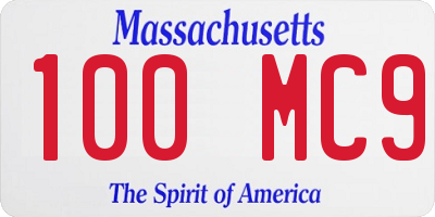 MA license plate 100MC9