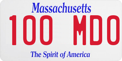 MA license plate 100MD0