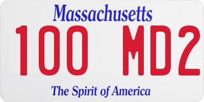 MA license plate 100MD2