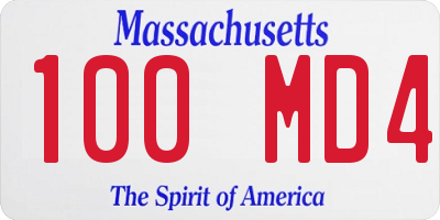 MA license plate 100MD4