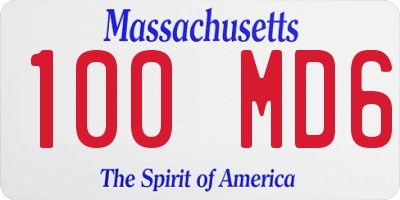 MA license plate 100MD6