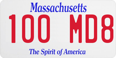 MA license plate 100MD8