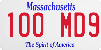 MA license plate 100MD9