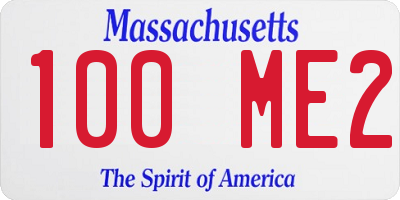 MA license plate 100ME2