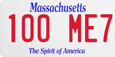 MA license plate 100ME7