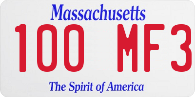 MA license plate 100MF3