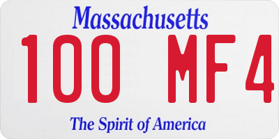 MA license plate 100MF4