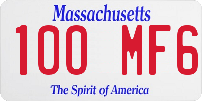 MA license plate 100MF6