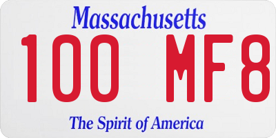 MA license plate 100MF8