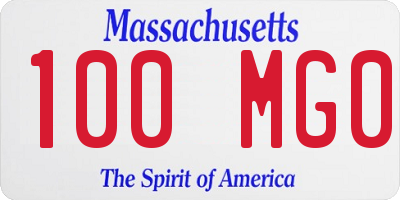 MA license plate 100MG0