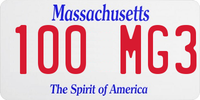 MA license plate 100MG3
