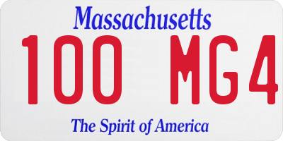 MA license plate 100MG4