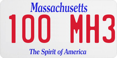 MA license plate 100MH3