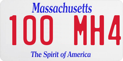 MA license plate 100MH4