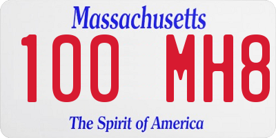 MA license plate 100MH8