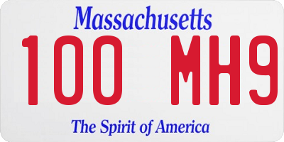 MA license plate 100MH9